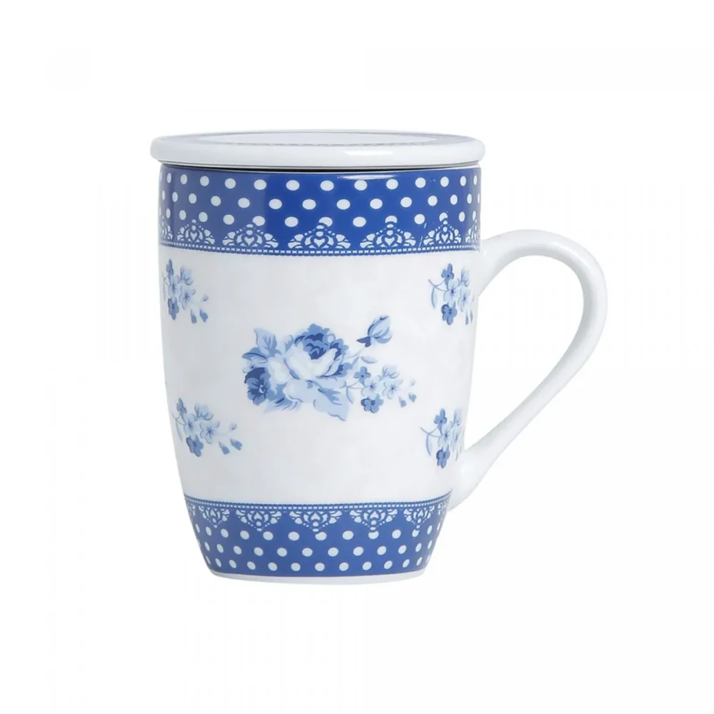 Caneca de Porcelana Super White com Tampa e Filtro Azul e Branca Elsa - Image 2