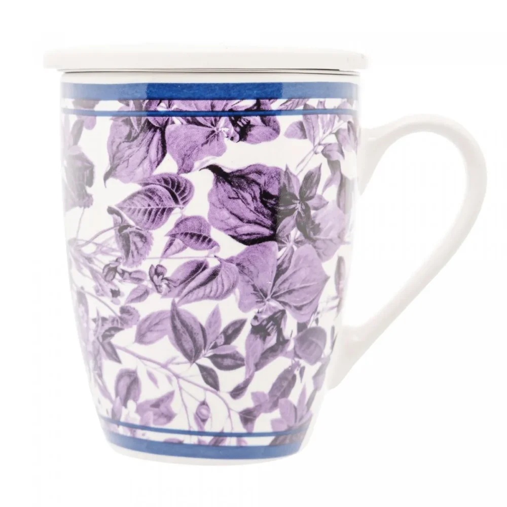 Caneca de Porcelana Super White  com Tampa e Filtro Roxa - Image 2