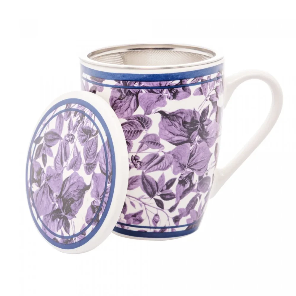 Caneca de Porcelana Super White  com Tampa e Filtro Roxa - Image 4