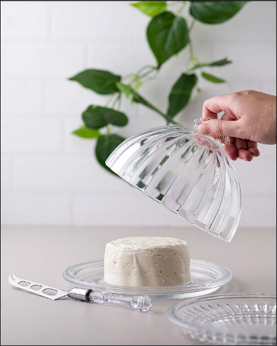Queijeira de Cristal Ecológico com Tampa Lyor